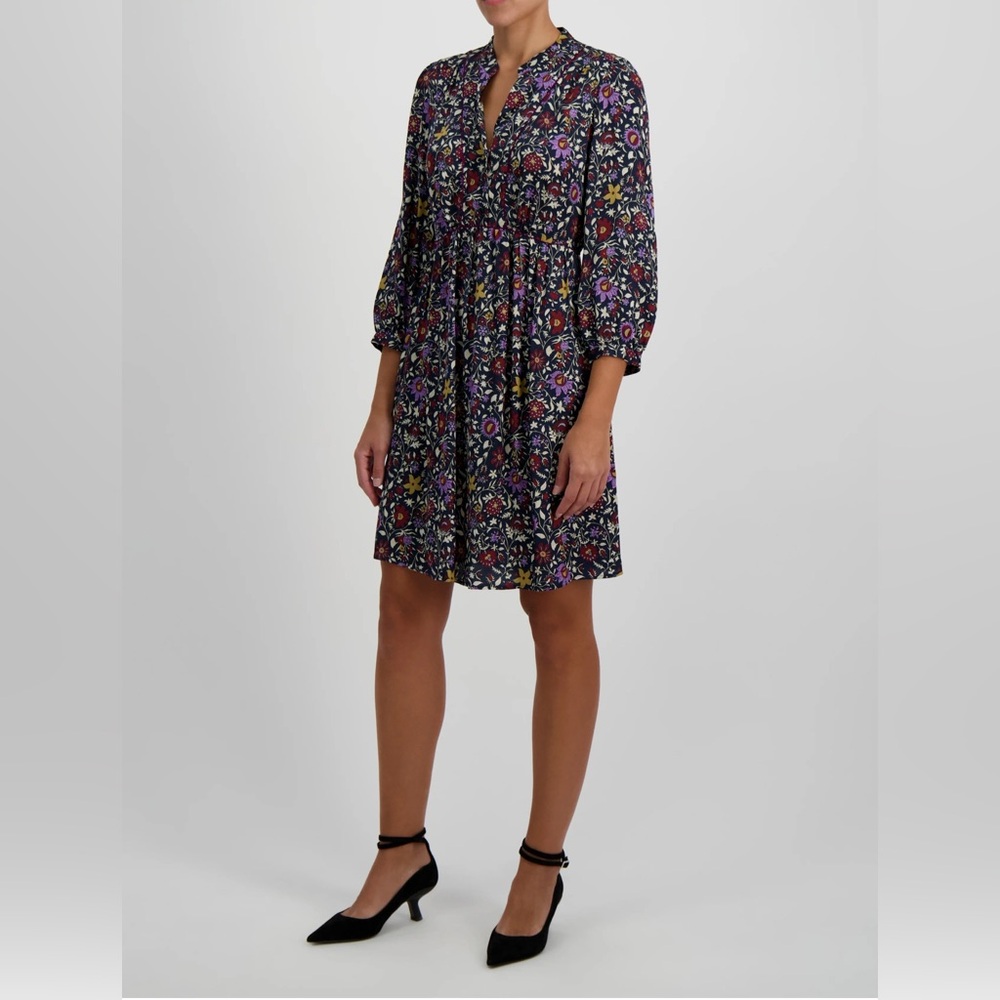 Gerard Darel Paris Jeri Floral Print Dress in Night Blue, sz 42